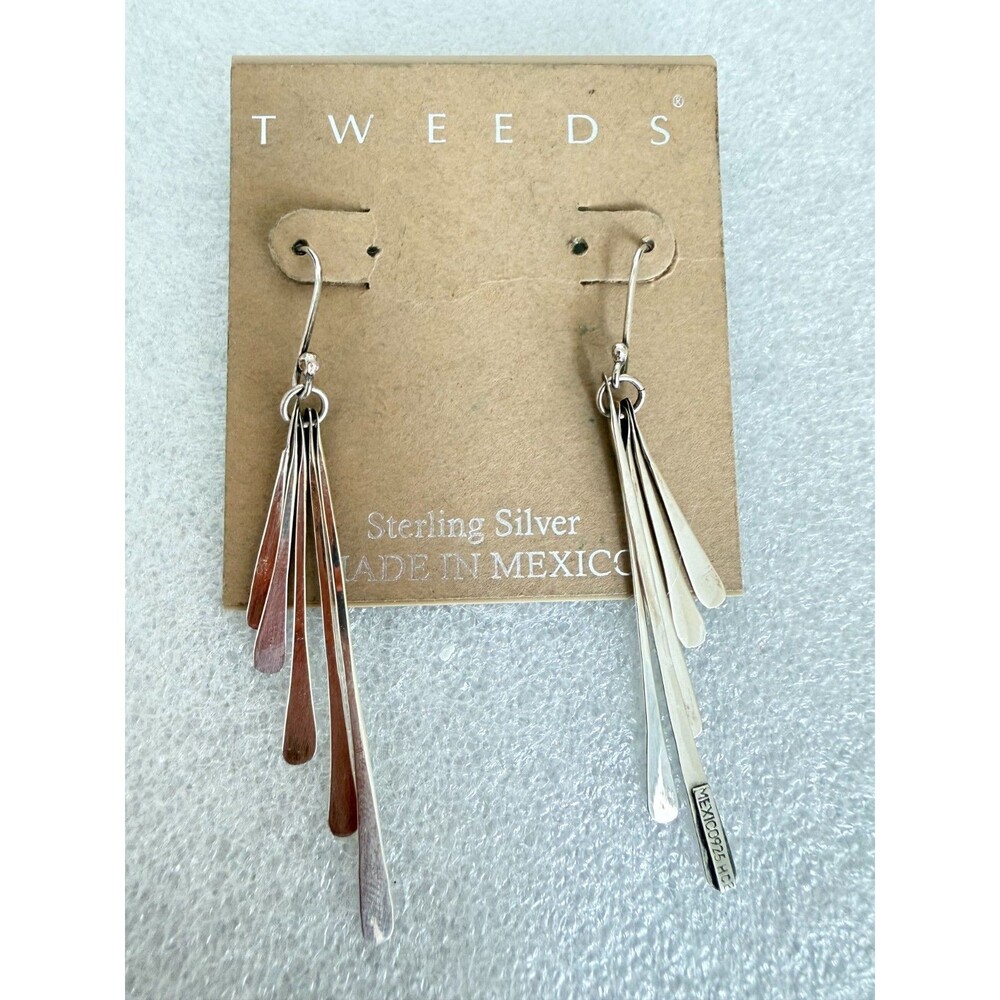 Tweeds Vintage Mexican Sterling Silver 925 Cascading Paddle Dangle Earrings DES